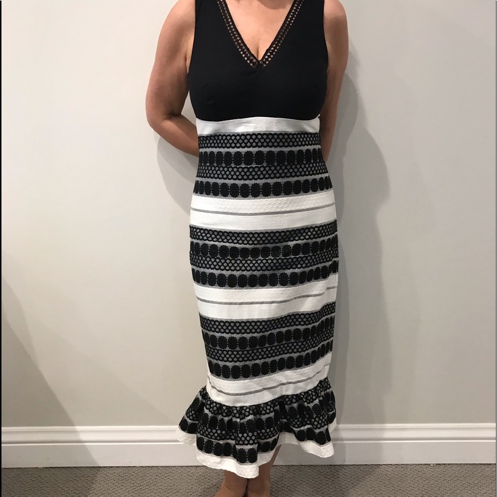 Black and white cocktail Nicole Miller dress.